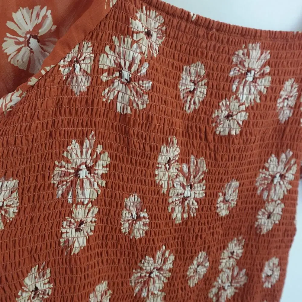 Madewell (Re)sourced Georgette Lucie Puff-Sleeve Smocked Bodice Top Moody Blooms